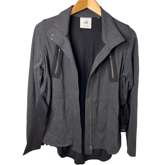 CAbi Mesh Back Full Zipper Belted Jacket Style 3184 Size Large Gray Size XXS - Picture 5 of 12